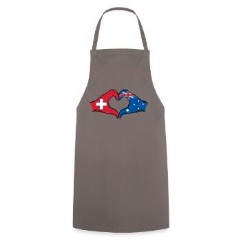 Switzerland Australia Flag Heart Shape - Cooking Apron - grey - Front - AI Model Male 185 dark (185cm)