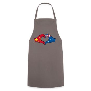 China Australia Flag Heart Shape - Cooking Apron - grey - Front - AI Model Male 185 dark (185cm)