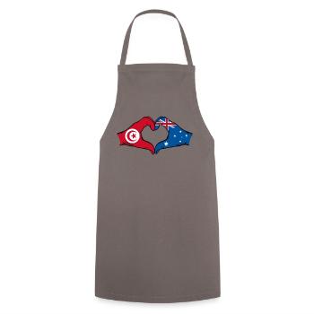 Tunisia Australia Flag Heart Shape - Cooking Apron - grey - Front - AI Model Male 185 dark (185cm)