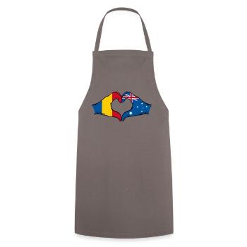 Romania Australia Flag Heart Shape - Cooking Apron - grey - Front - AI Model Male 185 dark (185cm)