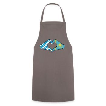 Bavière, Kazakhstan, Drapeau, Mains, Forme Coeur - Tablier de cuisine - gris - Devant - AI Model Male 185 dark (185cm)