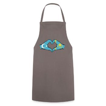 Ouïghours Kazakhstan drapeau mains forme coeur - Tablier de cuisine - gris - Devant - AI Model Male 185 dark (185cm)