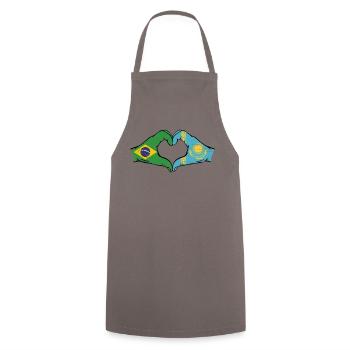 Brazil Kazakhstan flag hands heart shape used - Cooking Apron - grey - Front - AI Model Male 185 dark (185cm)