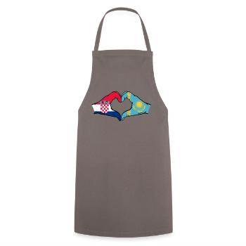 Croatie Kazakhstan Drapeau Mains Coeur Forme - Tablier de cuisine - gris - Devant - AI Model Male 185 dark (185cm)