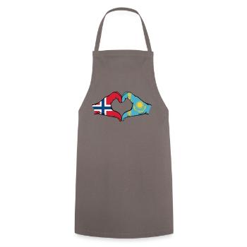 Norvège Kazakhstan Drapeau Mains Coeur Forme - Tablier de cuisine - gris - Devant - AI Model Male 185 dark (185cm)