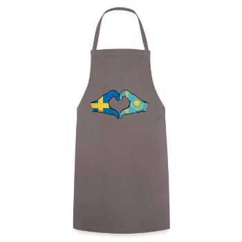 Suède Kazakhstan Drapeau Mains Coeur Forme Utilisé - Tablier de cuisine - gris - Devant - AI Model Male 185 dark (185cm)