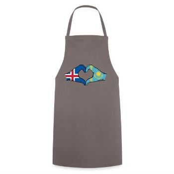 Islande Kazakhstan Drapeau Mains Coeur Forme - Tablier de cuisine - gris - Devant - AI Model Male 185 dark (185cm)
