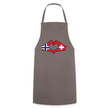 Norway Switzerland Flag Hands Heart Shape - Cooking Apron - grey - Front - AI Model Male 185 dark (185cm)