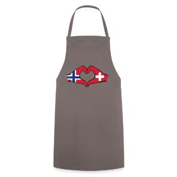Norway Switzerland Flag Hands Heart Shape Used - Cooking Apron - grey - Front - AI Model Male 185 dark (185cm)