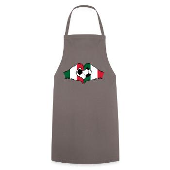 Italy Football Flag Hands Heart Shape - Cooking Apron - grey - Front - AI Model Male 185 dark (185cm)