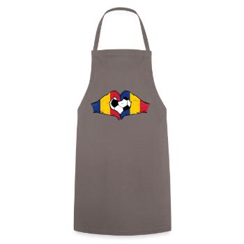Romania Football Flag Hands Heart Shape Used - Cooking Apron - grey - Front - AI Model Male 185 dark (185cm)