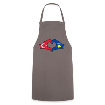 Turkey Kosovo flag hands heart shape used - Cooking Apron - grey - Front - AI Model Male 185 dark (185cm)