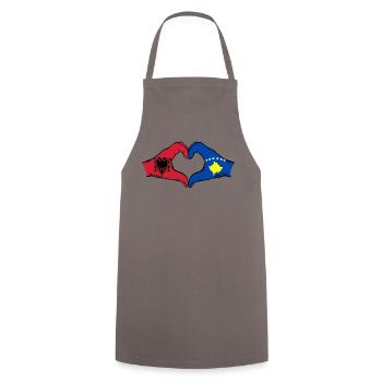Albanie Kosovo Drapeau Mains Coeur Forme - Tablier de cuisine - gris - Devant - AI Model Male 185 dark (185cm)
