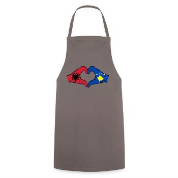 Albanie Kosovo drapeau mains forme de coeur utilisé - Tablier de cuisine - gris - Devant - AI Model Male 185 dark (185cm)