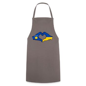 Kosovo Ukraine Flag Hands Heart Shape - Cooking Apron - grey - Front - AI Model Male 185 dark (185cm)