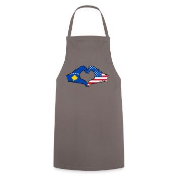 Kosovo USA Flag Hands Heart Shape - Cooking Apron - grey - Front - AI Model Male 185 dark (185cm)
