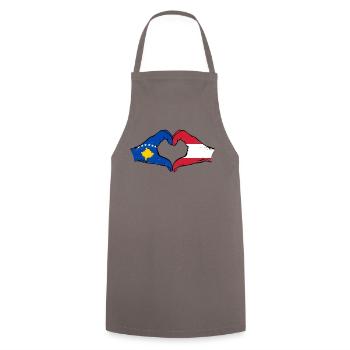 Kosovo Austria Flag Hands Heart Shape Used - Cooking Apron - grey - Front - AI Model Male 185 dark (185cm)
