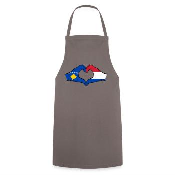 Kosovo Holland Flag Hands Heart Shape - Cooking Apron - grey - Front - AI Model Male 185 dark (185cm)