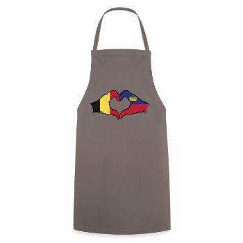 Belgien Liechtenstein Flagge Hände Herzform - Kochschürze - Grau - Vorne - AI Model Male 185 dark (185cm)