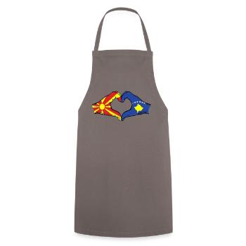 Macedonia Kosovo Flag Hands Heart Shape Used - Cooking Apron - grey - Front - AI Model Male 185 dark (185cm)