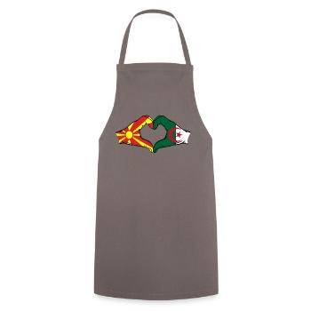 Macedonia Algeria Flag Hands Heart Shape - Cooking Apron - grey - Front - AI Model Male 185 dark (185cm)