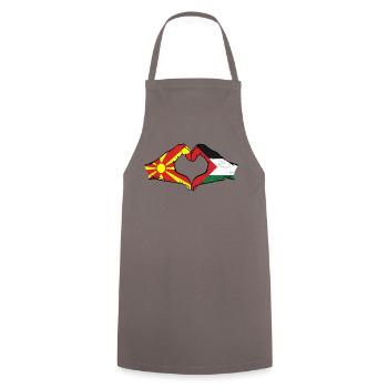 Macedonia Palestine Flag Hands Heart Shape Used - Cooking Apron - grey - Front - AI Model Male 185 dark (185cm)
