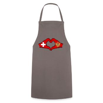 Schweiz Montenegro Flagge Hände Herzform - Kochschürze - Grau - Vorne - AI Model Male 185 dark (185cm)