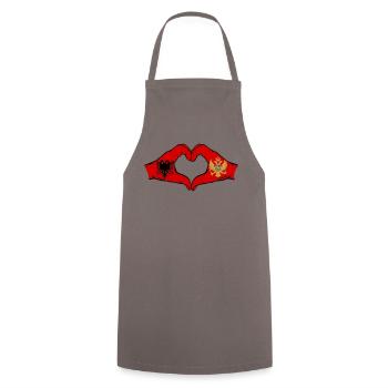 Albania Montenegro Flag Hands Heart Shape - Cooking Apron - grey - Front - AI Model Male 185 dark (185cm)