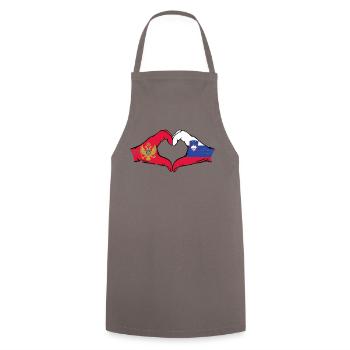 Montenegro Slovenia flag hands heart shape used - Cooking Apron - grey - Front - AI Model Male 185 dark (185cm)