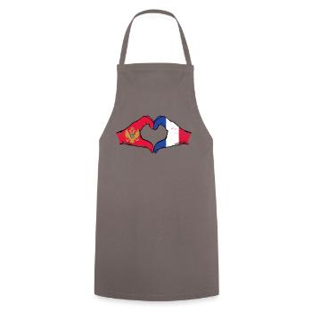 Monténégro France drapeau mains forme coeur utilisé - Tablier de cuisine - gris - Devant - AI Model Male 185 dark (185cm)