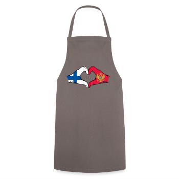 Finland Montenegro flag hands heart shape used - Cooking Apron - grey - Front - AI Model Male 185 dark (185cm)