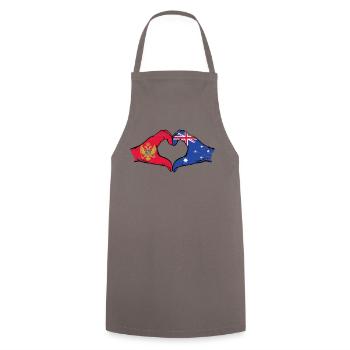 Montenegro Australia flag hands heart shape used - Cooking Apron - grey - Front - AI Model Male 185 dark (185cm)