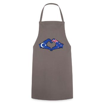 Uyghur New Zealand flag hands heart shape used - Cooking Apron - grey - Front - AI Model Male 185 dark (185cm)
