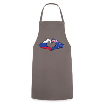 Drapeau de la Russie Nouvelle-Zélande Mains Coeur Forme Utilisé - Tablier de cuisine - gris - Devant - AI Model Male 185 dark (185cm)