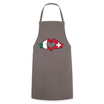 Italie Suisse Drapeau Mains Coeur Forme Utilisé - Tablier de cuisine - gris - Devant - AI Model Male 185 dark (185cm)