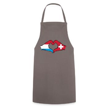 Luxembourg Suisse Drapeau Mains Coeur - Tablier de cuisine - gris - Devant - AI Model Male 185 dark (185cm)