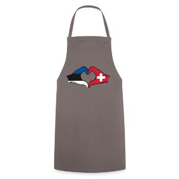 Estland Schweiz Flagge Hände Herzform - Kochschürze - Grau - Vorne - AI Model Male 185 dark (185cm)