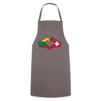 Lituanie Suisse Drapeau Mains Coeur Forme Utilisé - Tablier de cuisine - gris - Devant - AI Model Male 185 dark (185cm)