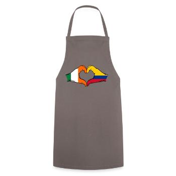 Irland Kolumbien Flagge Hände Herzform - Kochschürze - Grau - Vorne - AI Model Male 185 dark (185cm)