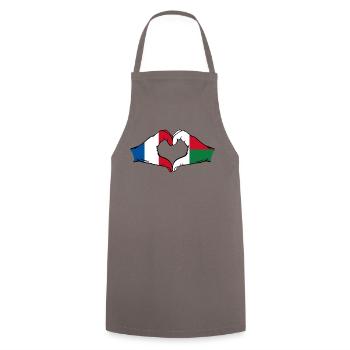 France Madagascar Drapeau Mains Coeur - Tablier de cuisine - gris - Devant - AI Model Male 185 dark (185cm)