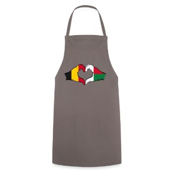 Belgien Madagaskar Flagge Hände Herzform - Kochschürze - Grau - Vorne - AI Model Male 185 dark (185cm)