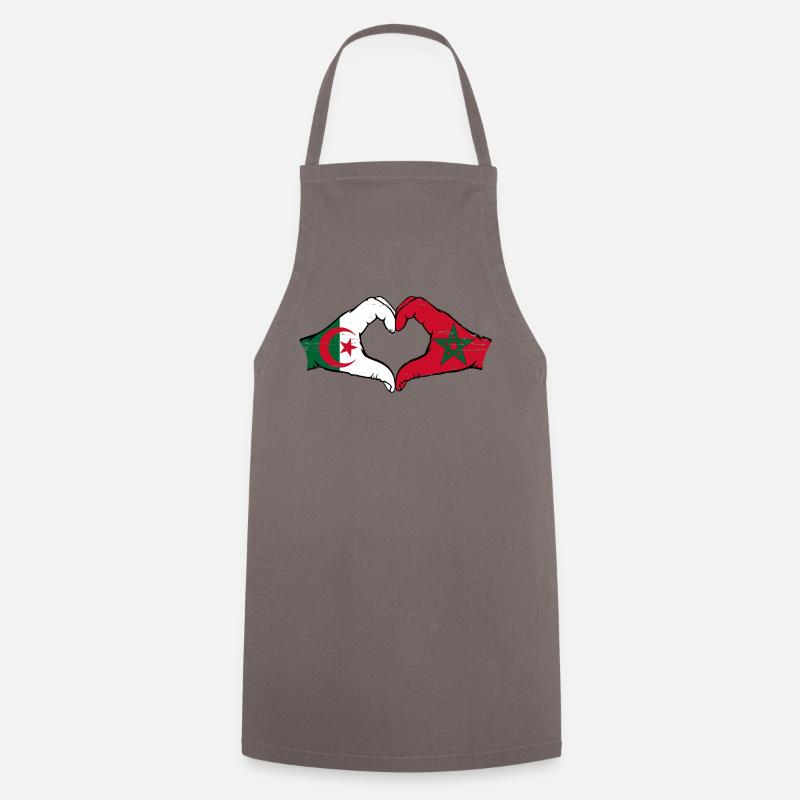 Algérie Maroc Drapeau Mains Coeur Forme Utilisé - Tablier de cuisine - gris