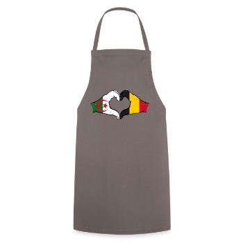 Algerien Belgien Flagge Hände Herzform used - Kochschürze - Grau - Vorne - AI Model Male 185 dark (185cm)