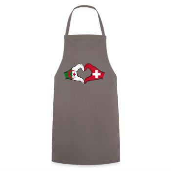 Algérie Suisse drapeau mains forme de coeur utilisé - Tablier de cuisine - gris - Devant - AI Model Male 185 dark (185cm)