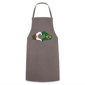 Algeria Brazil Flag Hands Heart Shape Used - Cooking Apron - grey - Front - AI Model Male 185 dark (185cm)