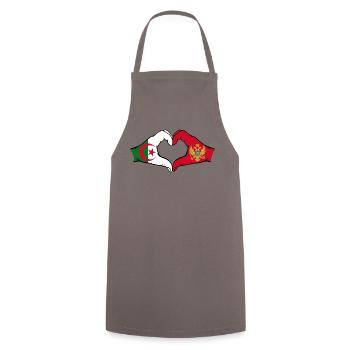Algeria Montenegro Flag Hands Heart Shape - Cooking Apron - grey - Front - AI Model Male 185 dark (185cm)