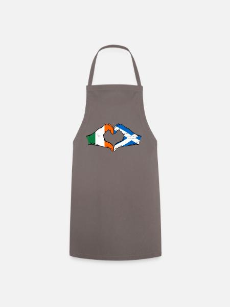 Ireland Scotland Hands Heart Shape Used - Cooking Apron - grey
