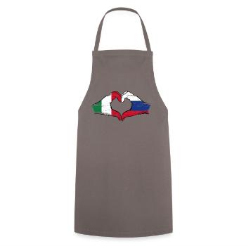 Italie Russie mains forme de coeur utilisé - Tablier de cuisine - gris - Devant - AI Model Male 185 dark (185cm)