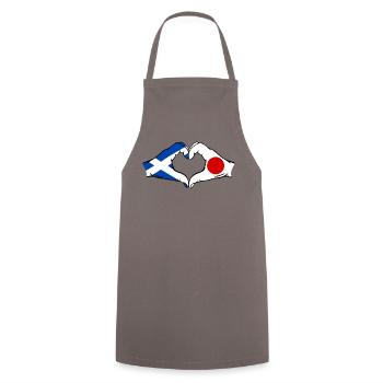 Scotland Japan Hands Heart Shape - Cooking Apron - grey - Front - AI Model Male 185 dark (185cm)