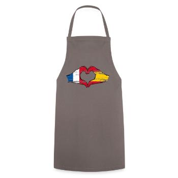 France Spain hands heart shape used - Cooking Apron - grey - Front - AI Model Male 185 dark (185cm)